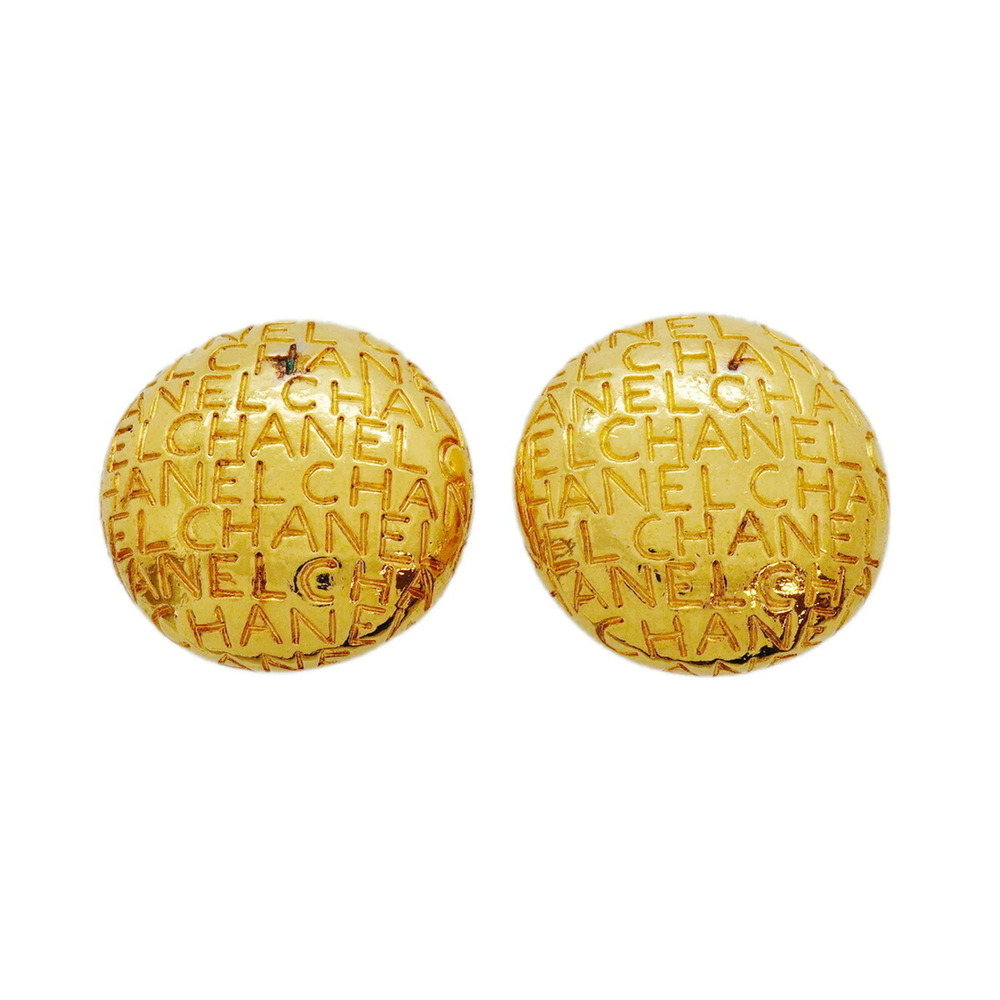 Chanel Earrings, Circle Design, GP Plated Gold, Women's